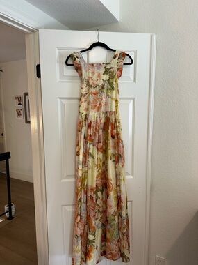 Anthro Maeve Floral Maxi Dress NWT Large | Romantic Open Back Bow